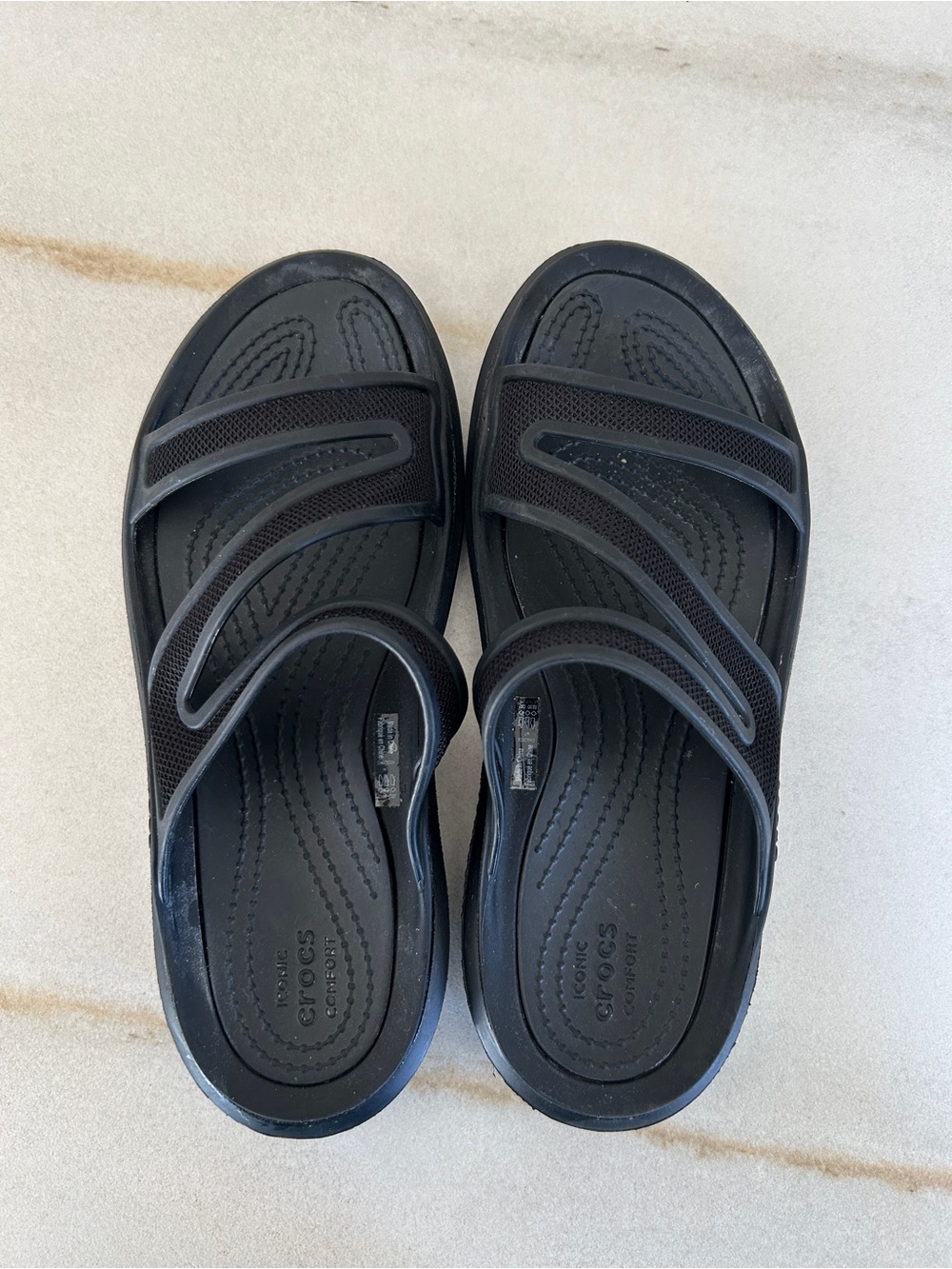 CROCS Black Dual-Strap Slide Sandals